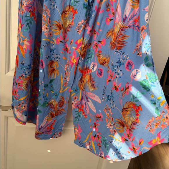 Floral Blue Wide Leg Pajama Pants - Picture 2 of 3